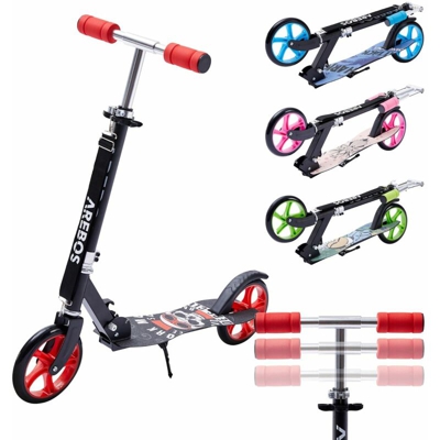 kick scooter city scooter rosso per bambini e adulti portata 100 kg - Arebos