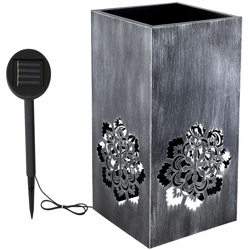 LED vaso di fiori solare luce giardino decorazione esterna pianta vasca fiori design argento antico características