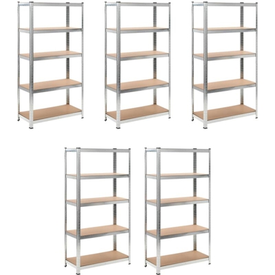 5 pz Scaffale Resistente di Stoccaggio - Marrone