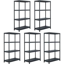 Scaffali 5 pz 60x30x138 cm Nero in Plastica - Nero - Youthup precio