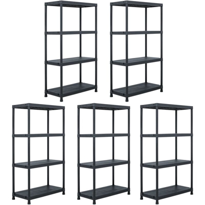 Scaffali 5 pz 60x30x138 cm Nero in Plastica - Nero - Youthup