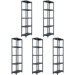 Scaffali 5 pz Nero 125 kg 60x30x180 cm in Plastica - Nero - Youthup características