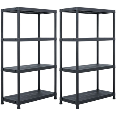Scaffali 2 pz 200 kg 80x40x138 cm Nero in Plastica - Nero - Youthup