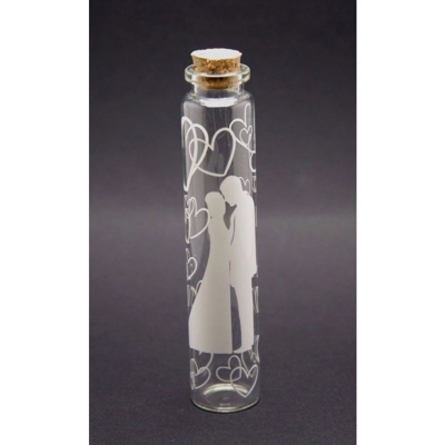 Moon - SET 24 PEZZI BOMBONIERA BOMBONIERE ampolla 2x9CM VETRO CUORI TAPPO SUGHERO PORTACONFETTI PORTA CONFETTI RISO MATRIMONIO WEDDING