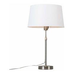 QAZQA Lampada da tavolo con paralume Parte - Moderno - Metallo,Tessuto - Bianco/Acciaio - Tondo Max. 1 x Watt precio