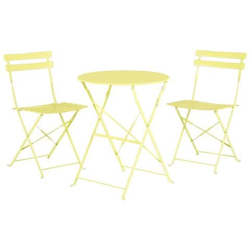 Set Di 2 Sedie E Tavolino Da Caffè In Acciaio Giallo Fiori en oferta