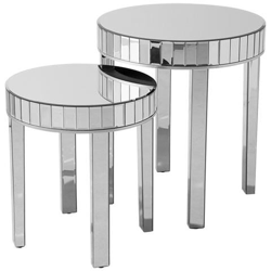 Set Di 2 Tavolini Da Caffè In Vetro A Specchio Rimarde en oferta