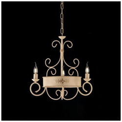Lampadario In Ferro Laccato Avorio Oro Decape 3 Luci Con Fregi precio