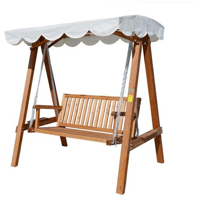 Dondolo da Giardino Struttura in Legno di Pino con Tettuccio Parasole 162 x 125 x 185cm