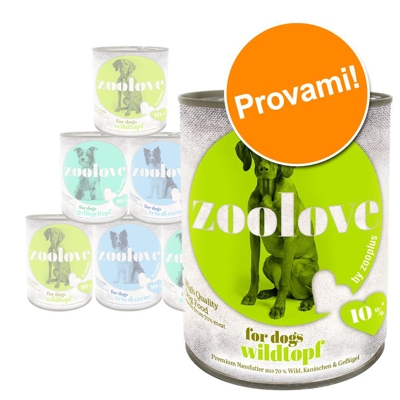 Set prova! zoolove Alimento umido per cani 6 x 800 g - 3 gusti assortiti