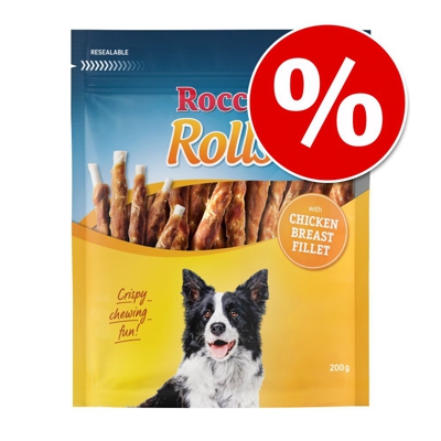 Set risparmio! Rocco Rolls Rotolini da masticare - 6 x 200 g con Filetto di Petto d'Anatra
