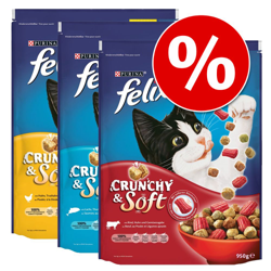 Set risparmio! 3 x 950 g Felix Crunchy & Soft - con Carne en oferta