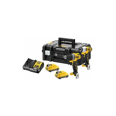 DeWalt DCK2110L2T-QW DCK2110L2T-QW-Set Avvitatore a Batteria, 3 Ah, Nero/Giallo, 12 V, Schwarz/Gelb