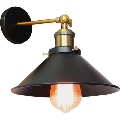 Lampada da Parete in Ferro Metallico da 26cm Lampadario a Sospensione Industriale Applique da Parete Retrò Nero per Caffè Bar Ristoranti Caffetteria