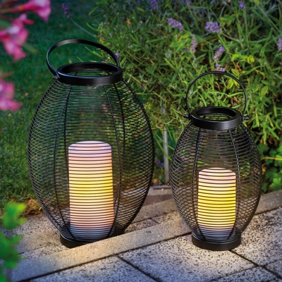 Set di 2 lampade solari decorative da giardino. Lanterna solare da esterno esotec 102218