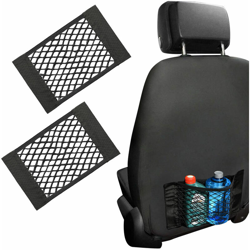2x Tasca Portaoggetti Sedile Auto 40x25cm Rete Elastica Flessibile con Velcro características