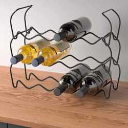 Set 3 ripiani porta bottiglie cantinetta impilabile portabottiglie 12 posti nero precio