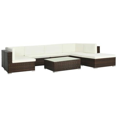 Set Divani Da Giardino 23 Pz In Polyrattan Marrone