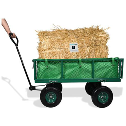 Carrello Rimorchio A Spinta Carrello Porta Attrezzi Da Giardino In Ferro Con Telone Interno - Capacita' Max 350kg en oferta
