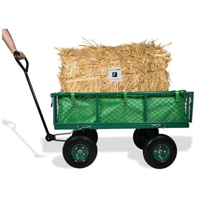 Carrello Rimorchio A Spinta Carrello Porta Attrezzi Da Giardino In Ferro Con Telone Interno - Capacita' Max 350kg