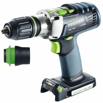 Festool PDC 18/4 Li QUADRIVE Trapano avvitatore con percussione a batteria in valigetta Systainer + 1x Batteria BP 18 Li 5,2 AS da 5,2 Ah +