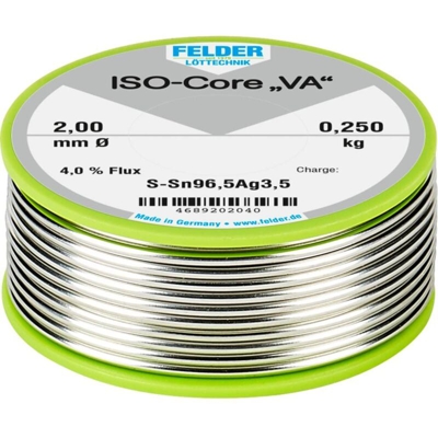ISO-Core VA Stagno per saldatura Bobina Sn96.5Ag3.5 0.250 kg 2 mm - Felder Löttechnik