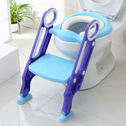 Riduttore WC per Bambini con Scaletta Pieghevole, Sedile Imbottito, Gradini Antiscivolo con Maniglia, Blu viola - 1 a 7 Anni en oferta