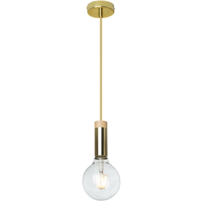 Lampada Thor Legno – Acciaio Dorato - Sklum