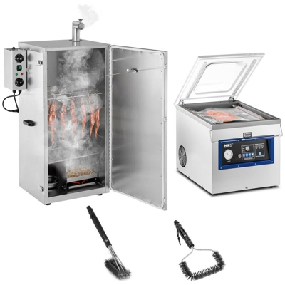Royal Catering - Set Forno Affumicatore Con Confezionatrice Sottovuoto 1.000 W 70 L + Spazzole