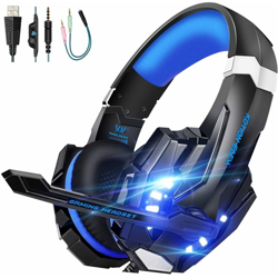 Cuffie da gioco per PS4, cuffie da gioco cablate con audio surround da 3,5 mm con microfono, luce LED, cuffie per laptop, Xbox One, PC e smartphone características