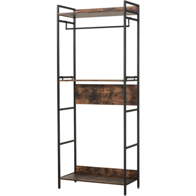 Attaccapanni a Muro con Scarpiera e Mensole Stile Industriale 80x40x200cm - Homcom