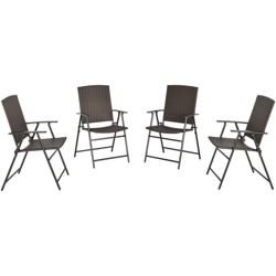 Set 4 Pezzi Sedie Pieghevoli da Giardino in Rattan e Acciaio Marrone - Outsunny precio