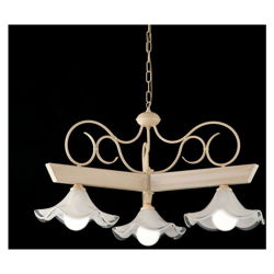 Bonetti - Lampadario in legno avorio e ferro laccato avorio decape cm 80 en oferta
