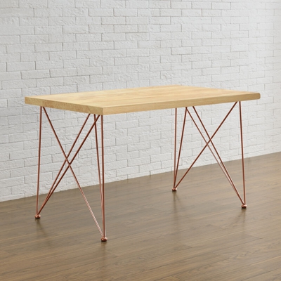 2 x Gambe per Tavolo in Acciaio 62 x 22 x 72 cm Set di Piedi per Tavolino Tavolo da Pranzo 'Fai da te' con Protezione Pavimento Rame