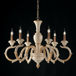 Bonetti - Lampadario in legno e pasta di legno avorio e foglia oro 6 luci barocco características