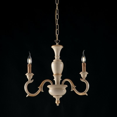 Bonetti - Lampadario in legno e pasta di legno avorio e foglia oro 3 luci barocco
