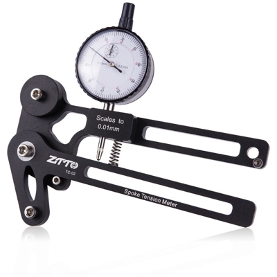 ZTTO Misuratore di tensione per raggi per bicicletta Set di ruote per misuratore di tensione di correzione Orologio meccanico nero