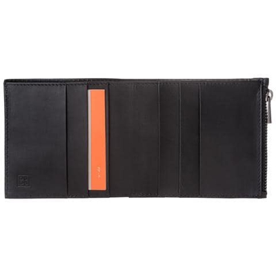 Portafoglio Uomo In Vera Pelle Con Cerniera Zip Ykk E Porta Carte Design Sottile E Semplice Nero