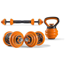 F. e. d. 4in1 - Kit Di Manubri, Bilancieri, Maniglie E Kettlebell Da 20kg Componibile E Regolabile In Acciaio Zincato E Ghisa Con Manicotti Ergonomici In Gomma en oferta