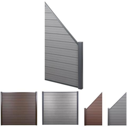 Pannello Supplementare Frangivento Obliquo Dx Privacy Sarthe Wpc Alluminio Premium 95cm Grigio en oferta