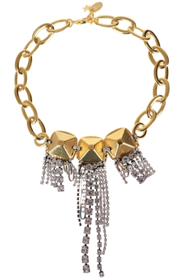Chain necklace with strass fringes