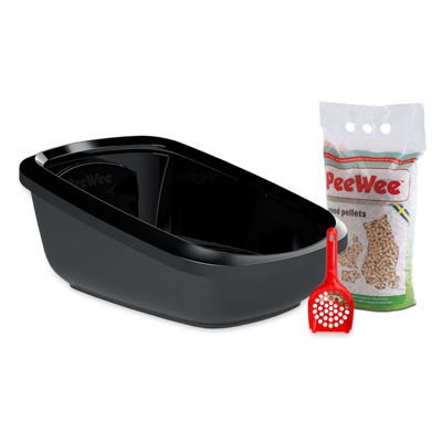 Set PeeWee EcoGranda Cassetta + Lettiera + Paletta - Grigio/antracite