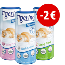 Prezzo speciale! 3 x 700 g Deodorante per lettiera Tigerino Deodoriser - 3 profumazioni diverse precio