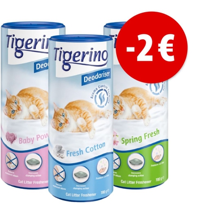 Prezzo speciale! 3 x 700 g Deodorante per lettiera Tigerino Deodoriser - 3 profumazioni diverse