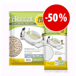 Prezzo speciale! 1,59 kg Lettiera Purina Tidy Cats Breeze + 4 Cuscinetti  - 1,59 kg Lettiera di ricarica + 4 Cuscinetti igienici di ricarica precio