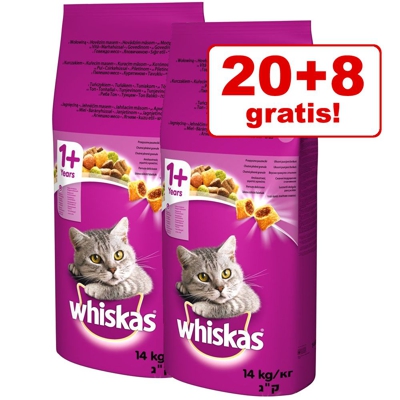 20 + 8 kg gratis! 28 kg Whiskas  - Junior Pollo