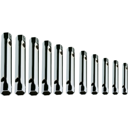 SERIE 11 CHIAVI A TUBO DOPPIE ESAGONALI DA MM 6X7 AL 30X22 in acciaio finitura zincata - Klass precio