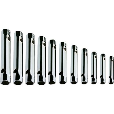 SERIE 11 CHIAVI A TUBO DOPPIE ESAGONALI DA MM 6X7 AL 30X22 in acciaio finitura zincata - Klass