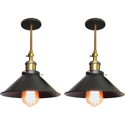 Lampada da Parete in Ferro Metallico da 22cm Lampadario a Sospensione Industriale Applique da Parete Retrò Nero per Caffè Bar Ristoranti