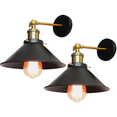 Lampada da Parete in Ferro Metallico da 26cm Lampadario a Sospensione Industriale Applique da Parete Retrò Nero per Caffè Bar Ristoranti